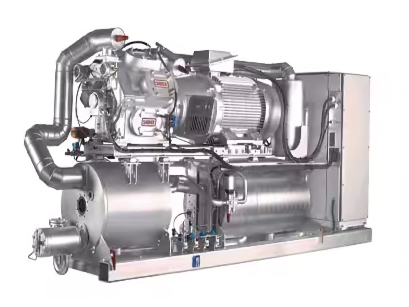 An industrial heat pump on a white background