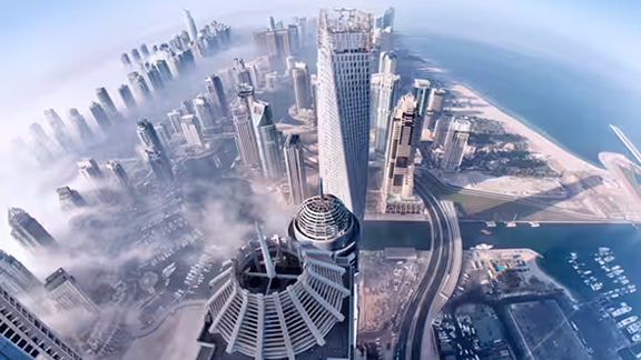 Bird's eye view of a cityscape