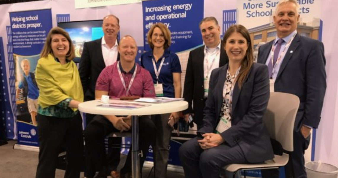 Various Johnson Controls executives and K-12 experts seated at the NSBA Annual Conference 2019