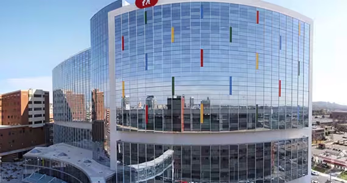 Exterior of the Children’s of Alabama hospital, Birmingham, Alabama, USA