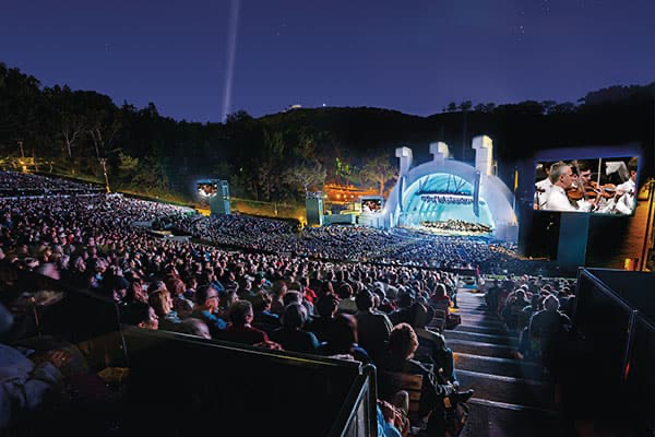 Hollywood Bowl amphitheater during night-time